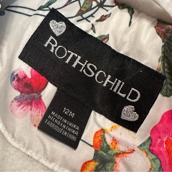 Rothschild Baby Girls Ruffle Jacket White Pink Floral Winter Coat Size 12 Mos - Picture 8 of 10